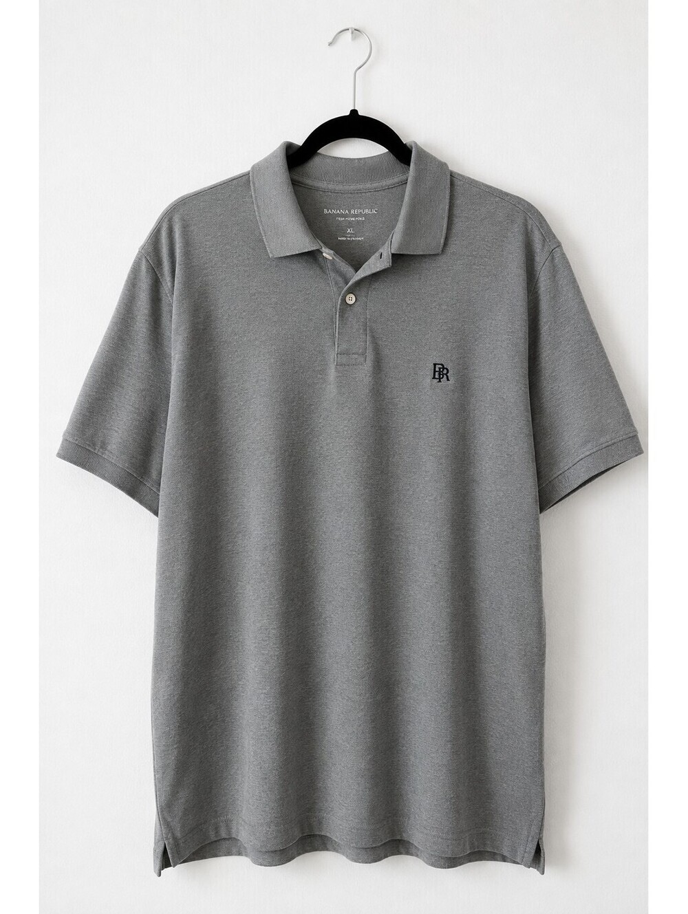 Banana Republic Gray Cotton Polo Shirt XL Embroidered Logo Short Sleeve